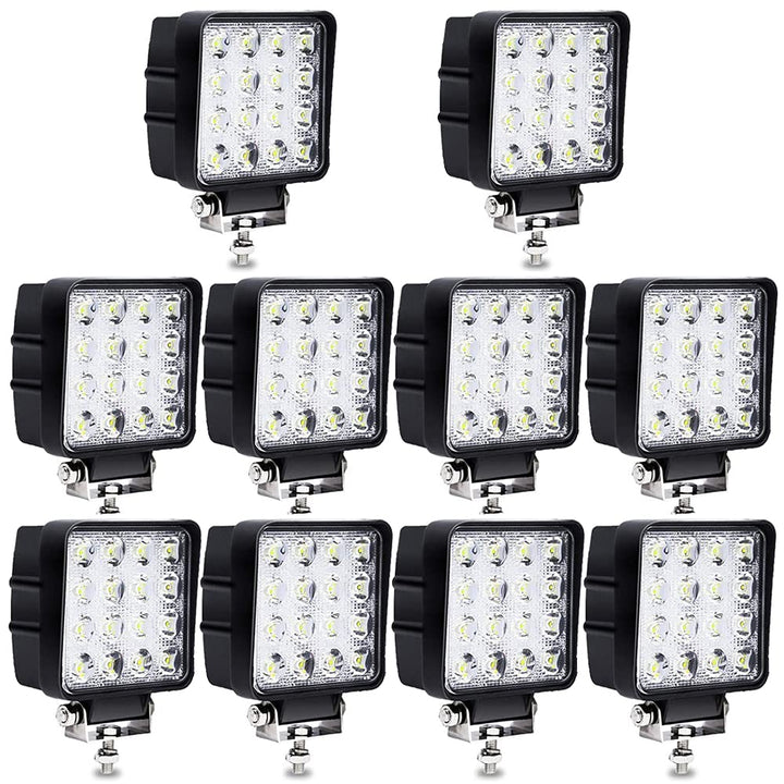 Greenmigo 10 Stück Wasserfest 67IP LED 48W Scheinwerfer Spot Arbeitsscheinwerfer Arbeitsleuchte Nebe