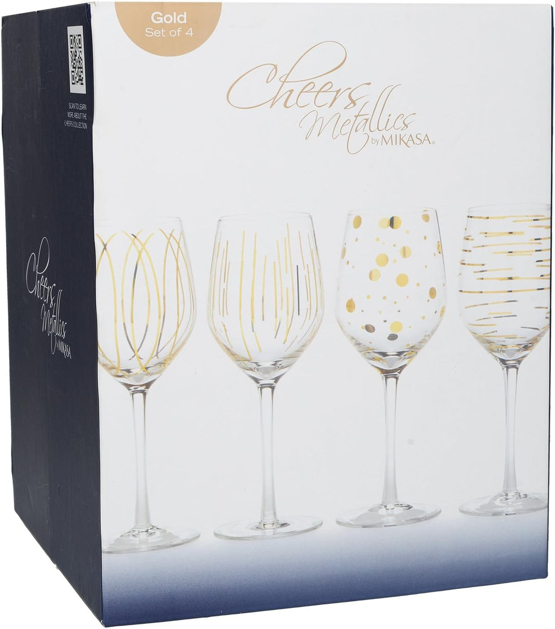 MIKASA Weingläser, Gold, 4 Stück (1er Pack), 6 Weissweingläser Gold, Weissweingläser Gold