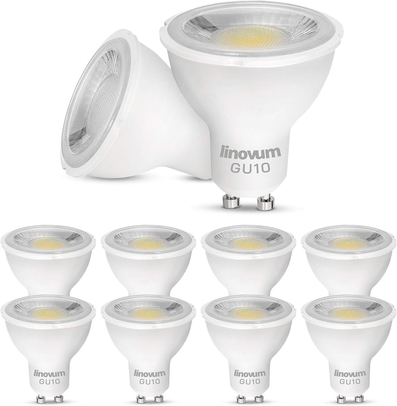 linovum 10er Set Leuchtmittel LED GU10 neutralweiss 6 Watt 42° Abstrahlwinkel - ersetzt 60 Watt - LE