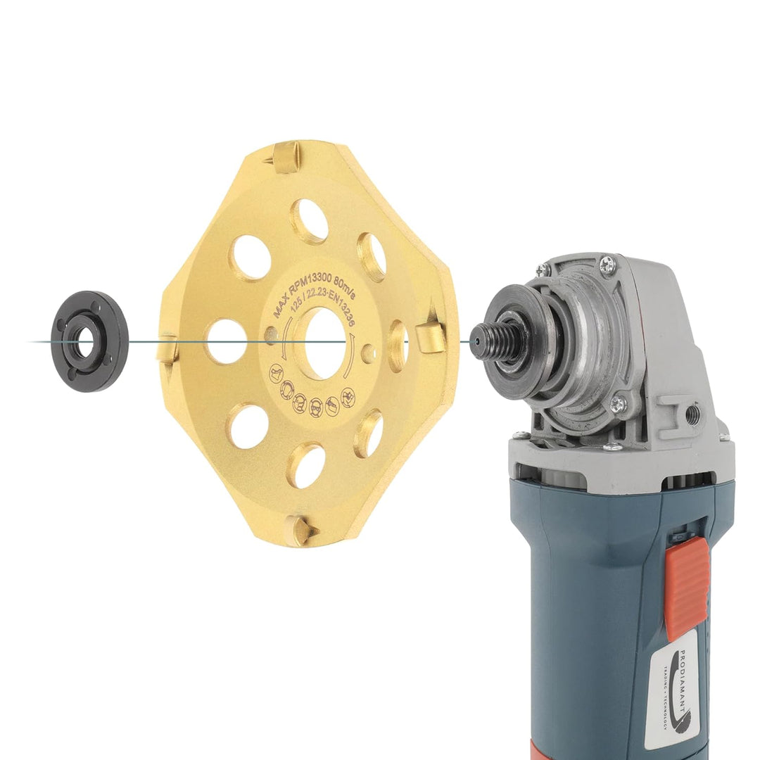 PRODIAMANT PKD Diamant-Schleiftopf 125 mm x 22,2 mm 4 Segmente Diamantschleiftopf 125mm passend Wink