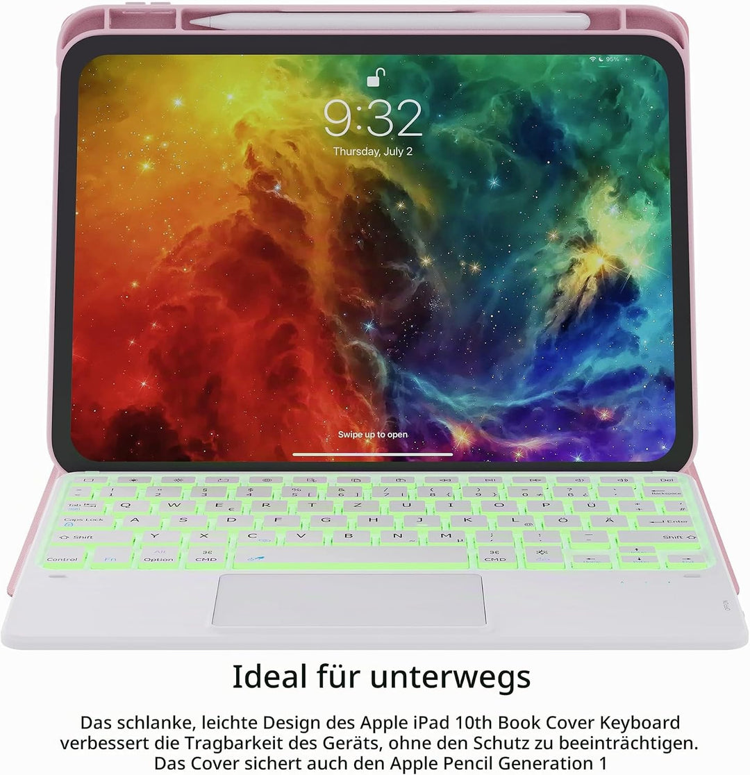 ROOFEI Hülle mit Tastatur für iPad (A16) 11.Generation 11" 2025, iPad 10. Generation 10.9" 2022-7 Fa