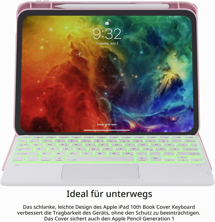 ROOFEI Hülle mit Tastatur für iPad (A16) 11.Generation 11" 2025, iPad 10. Generation 10.9" 2022-7 Fa