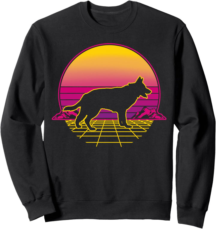 Schäferhund Hund Welpe Retro Vintage Sunset Sweatshirt