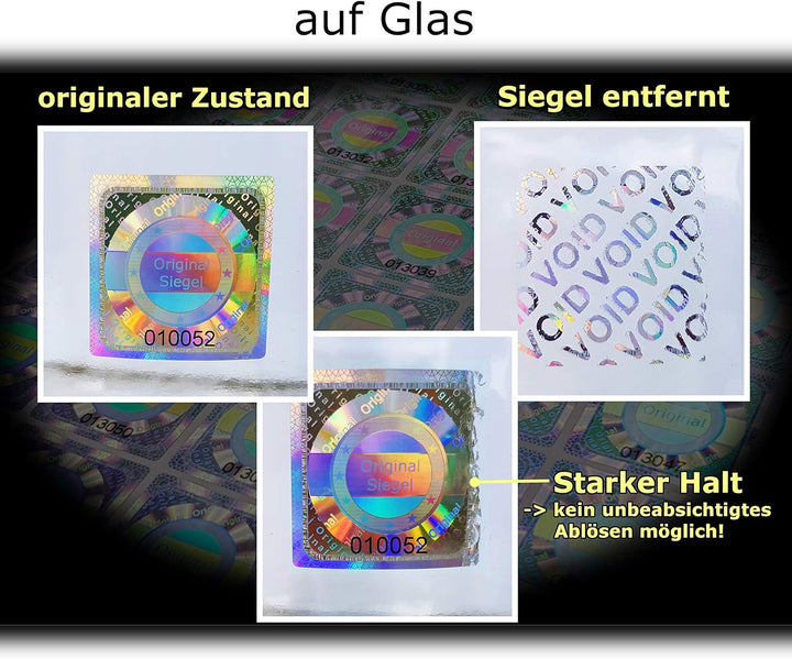 500 Stk - 3D Hologramm Original-Siegel mit Seriennummer - 25mm silber glänzend - Sicherheitssiegel,