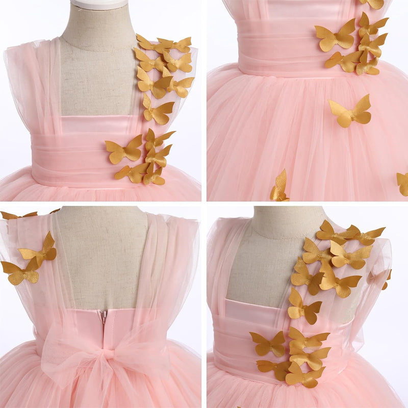FYMNSI Baby Mädchen Prinzessin Kleid Blumenmädchenkleid Taufkleid Kleinkinder Schmetterling Festlich