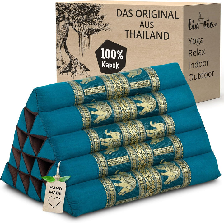 livasia Rückenstützkissen extrahoch mit Thaiseide, Dreieckskissen für Garten/Balkon, Keilkissen mit
