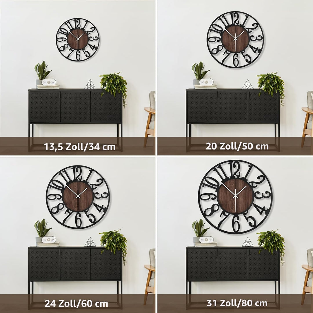Grosse Wanduhr Tickgeräusche, 40CM/16 Zoll Lautlos, Geräuschlose, Batteriebetrieben, Modern, Übergro