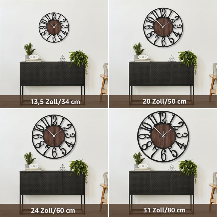 Grosse Wanduhr Tickgeräusche, 40CM/16 Zoll Lautlos, Geräuschlose, Batteriebetrieben, Modern, Übergro