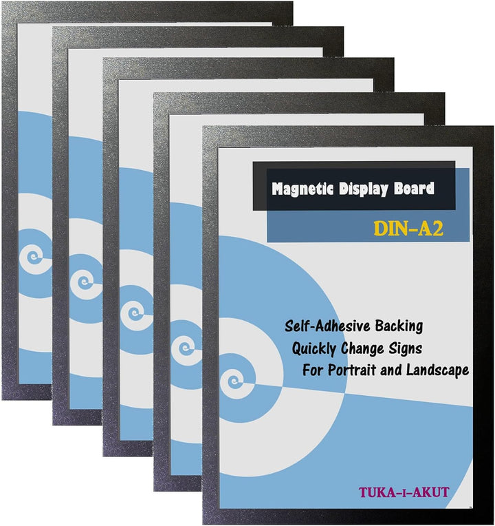 TUKA-i-AKUT 5st. A2 Info-Rahmen Selbstklebend mit Magnetverschluss, Einstecktasche Infotasche Blatth