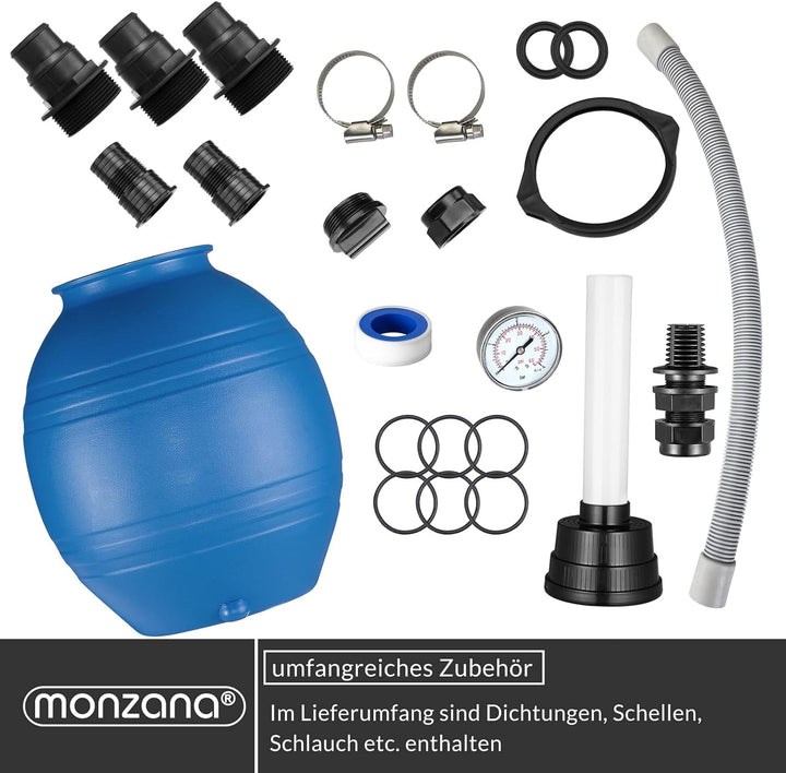 MONZANA Pool Sandfilteranlage SF96K 9600 L/h bis 30.000L | inkl. Filterglas, 7 Wege Ventil, 2in1 Ada