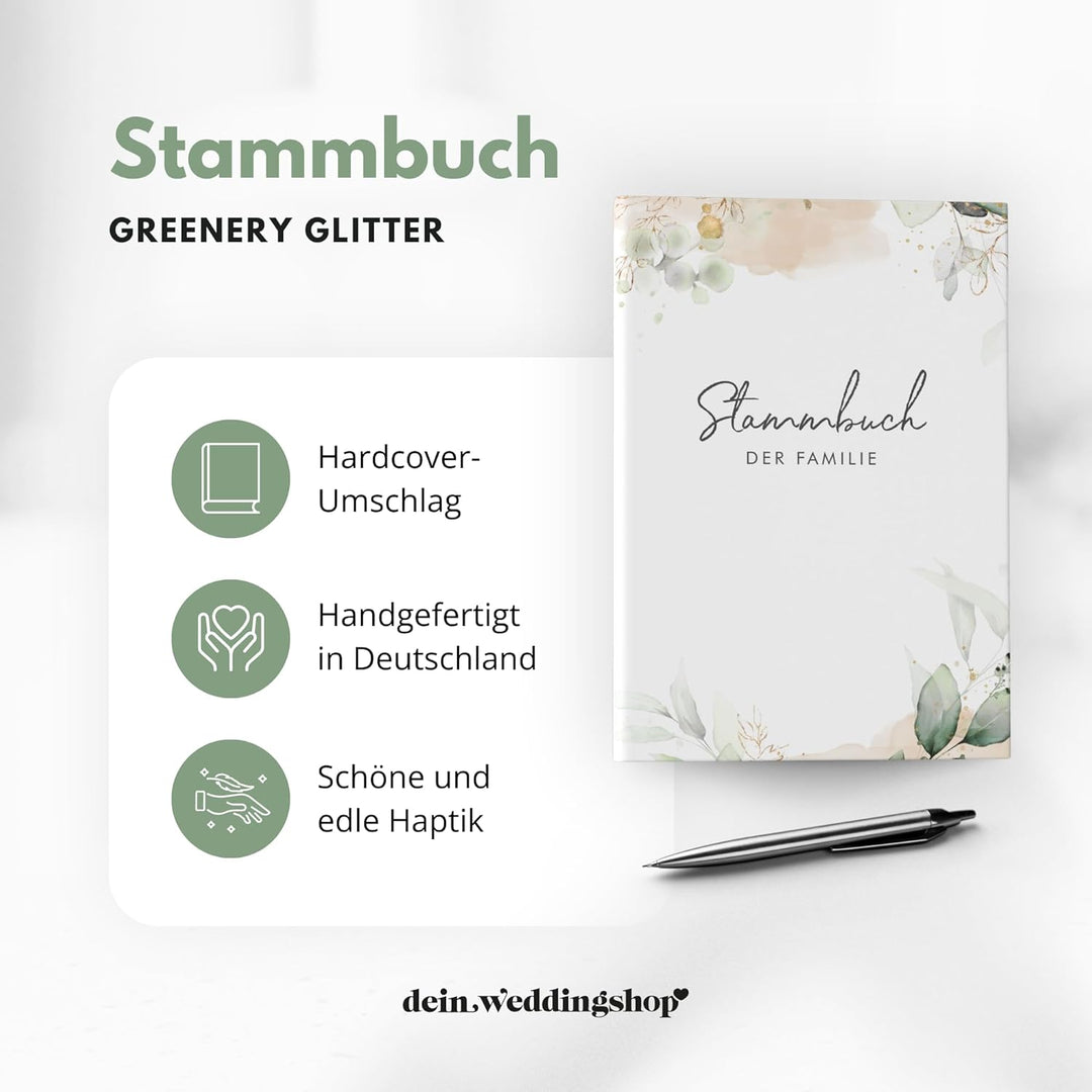 DeinWeddingshop Stammbuch der Familie - modernes Familienstammbuch - Hochzeit Standesamt - Hardcover