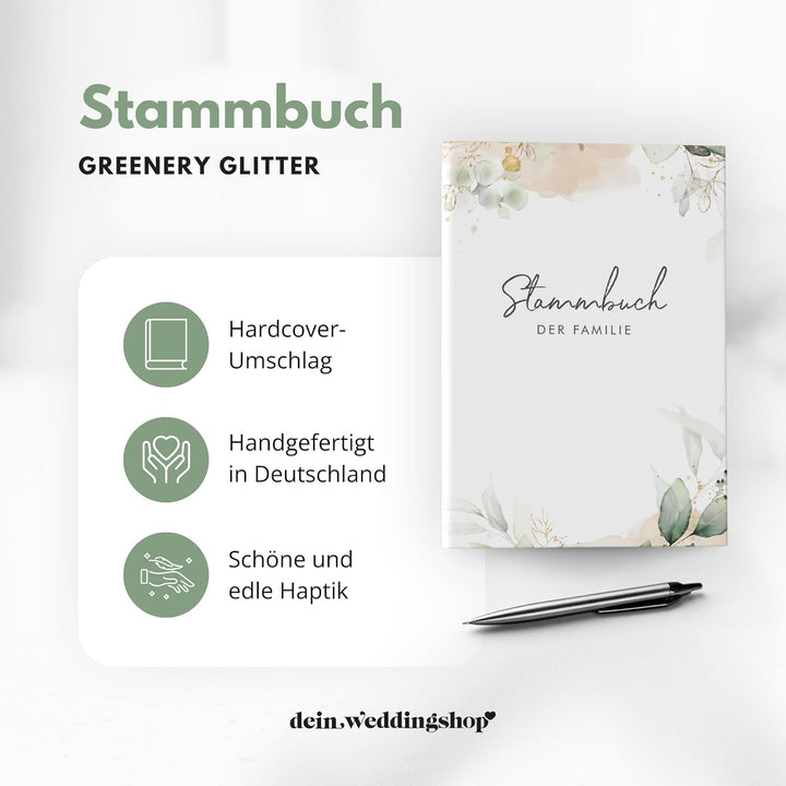 DeinWeddingshop Stammbuch der Familie - modernes Familienstammbuch - Hochzeit Standesamt - Hardcover