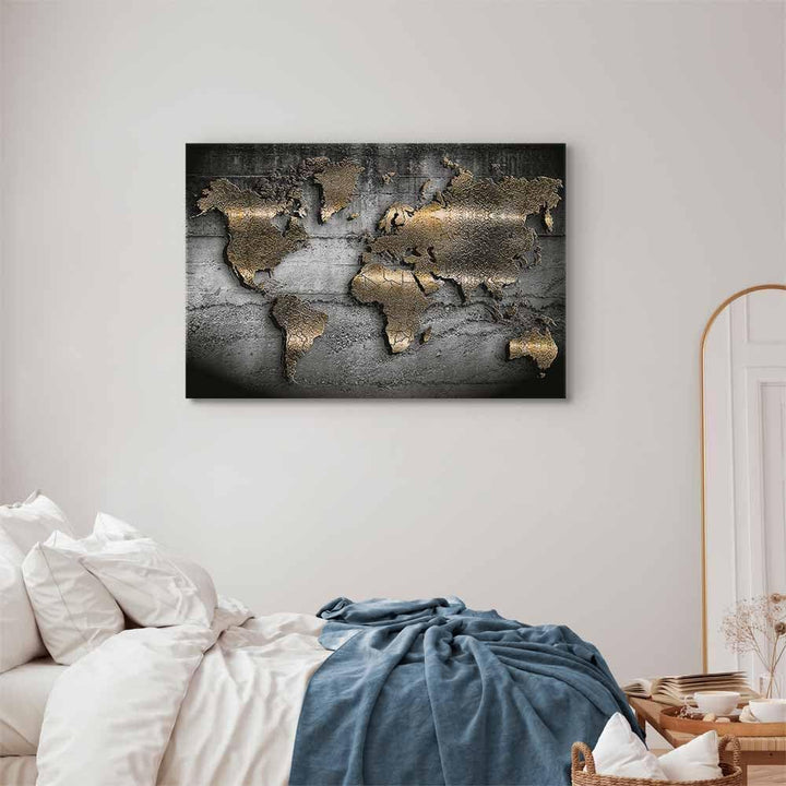 B&D XXL - Akustikbild Weltkarte 120x80 cm 1 tlg Bilder Akustikschaum Schallschutz Kunst Akustikpanee