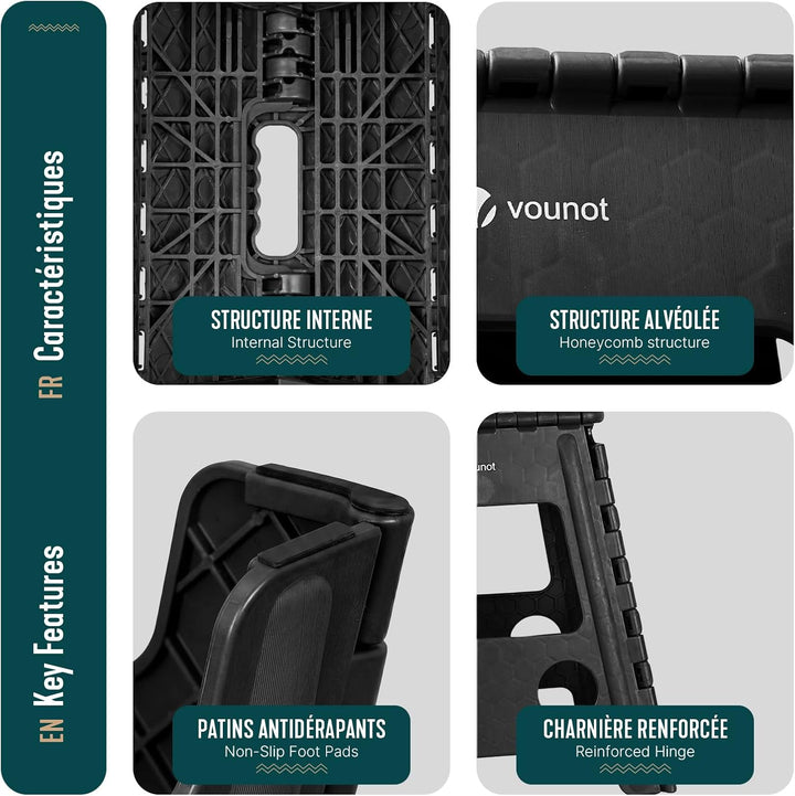 VOUNOT® Klapphocker Faltbar Rutschfester Tritthocker mit Tragegriff, Tragbarer Klapptritt Hocker für