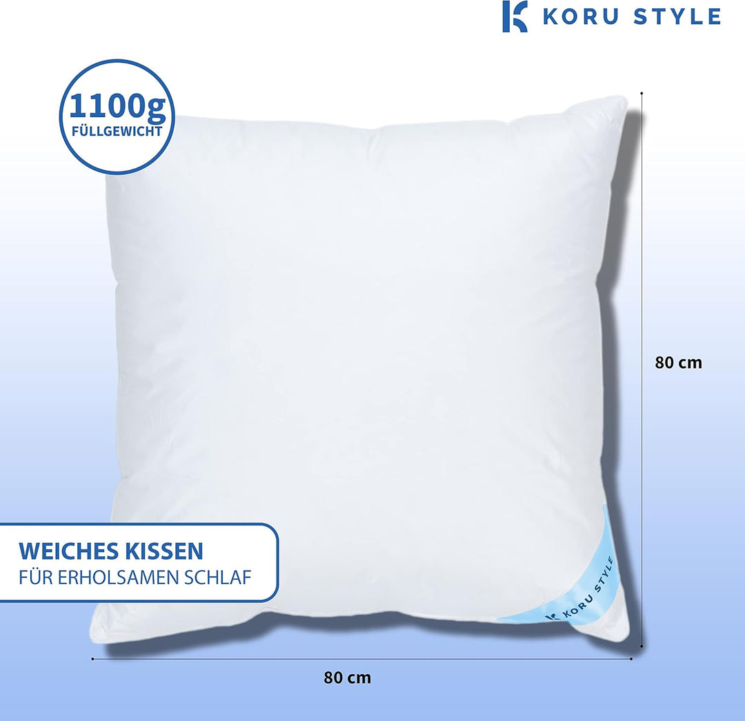 Koru Style Premium 3 Kammer Kopfkissen 80x80 – Grösse 80x80 cm - Federkissen Daunenkissen – Daunen u