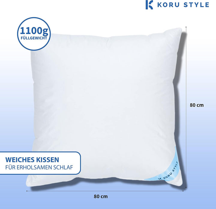 Koru Style Premium 3 Kammer Kopfkissen 80x80 – Grösse 80x80 cm - Federkissen Daunenkissen – Daunen u