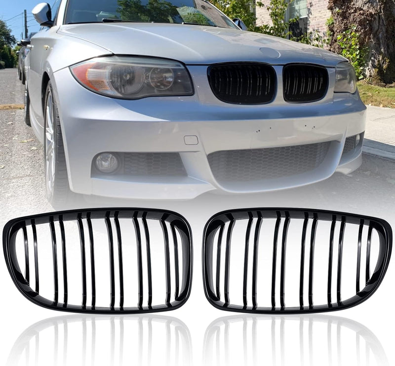 TOPTHAN E81 E82 Nieren Schwarz Kühlergrill Streifen E87 Kühlergrill für BMW 1er E88 Nieren Schwarz E