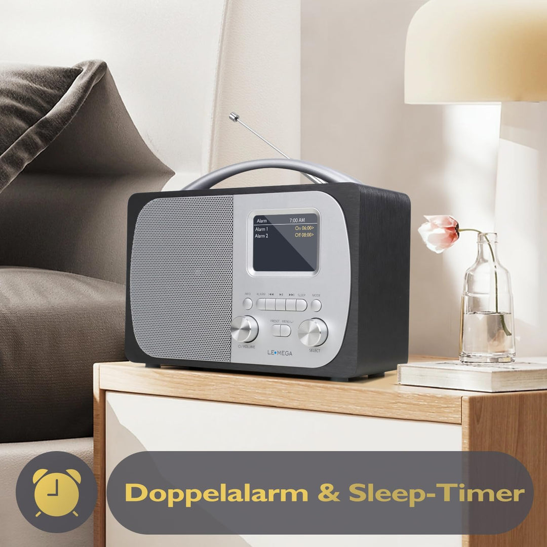 LEMEGA DR5 Tragbares DAB/DAB+ Digitalradio,Radio Holz mit Bluetooth,UKW-Radio für die Küche oder das