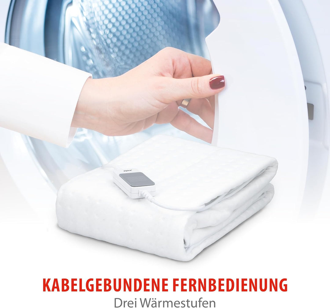 alpina Heizdecke - Wärmedecke 80 x 150CM - Wärmeunterbett 60W - Beheizbare Decke mit 3 Wärme-Einstel
