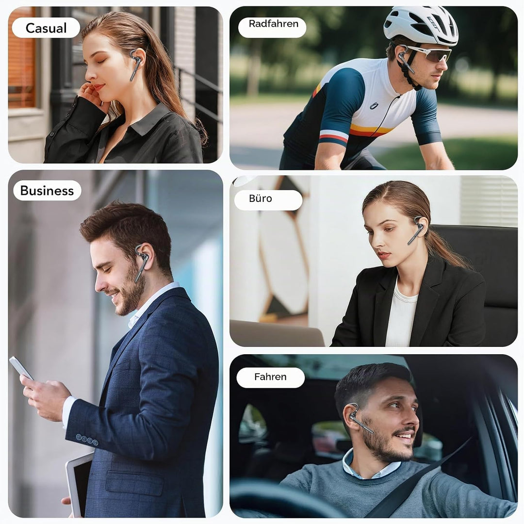 Bluetooth Headset V5.4, 100 Std Freisprecheinrichtung Wireless Headset mit LED-Ladebox, ENC Dual Ger