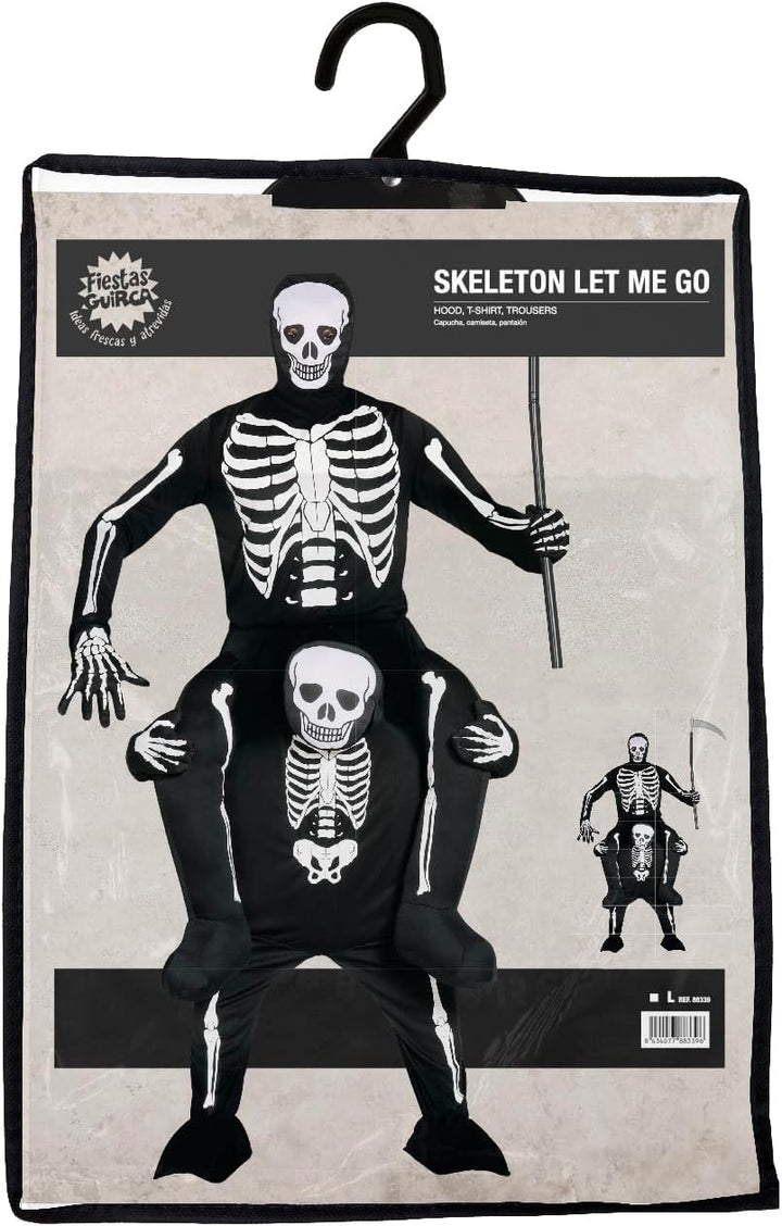 FIESTAS GUIRCA Skelett auf Skeleton Huckepack Kostüm für Erwachsene L