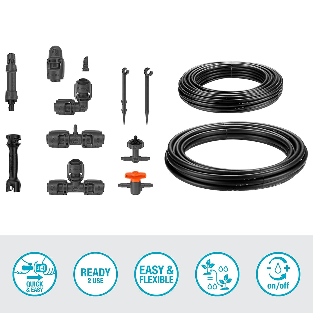 Gardena Micro-Drip-System Tropfbewässerung Set Hochbeet/Beet (35 Pflanzen): Starter-Set sofort einsa