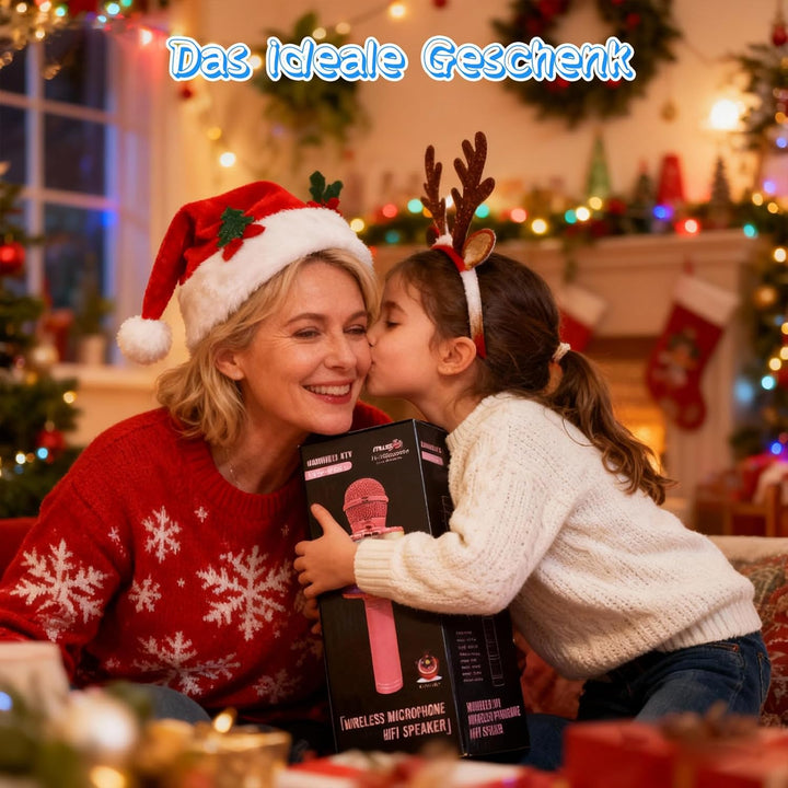 Karaoke Mikrofon Kinder, Drahtloses Bluetooth Mikrofon mit LED, Geschenke Mädchen Teenager Mädchen J