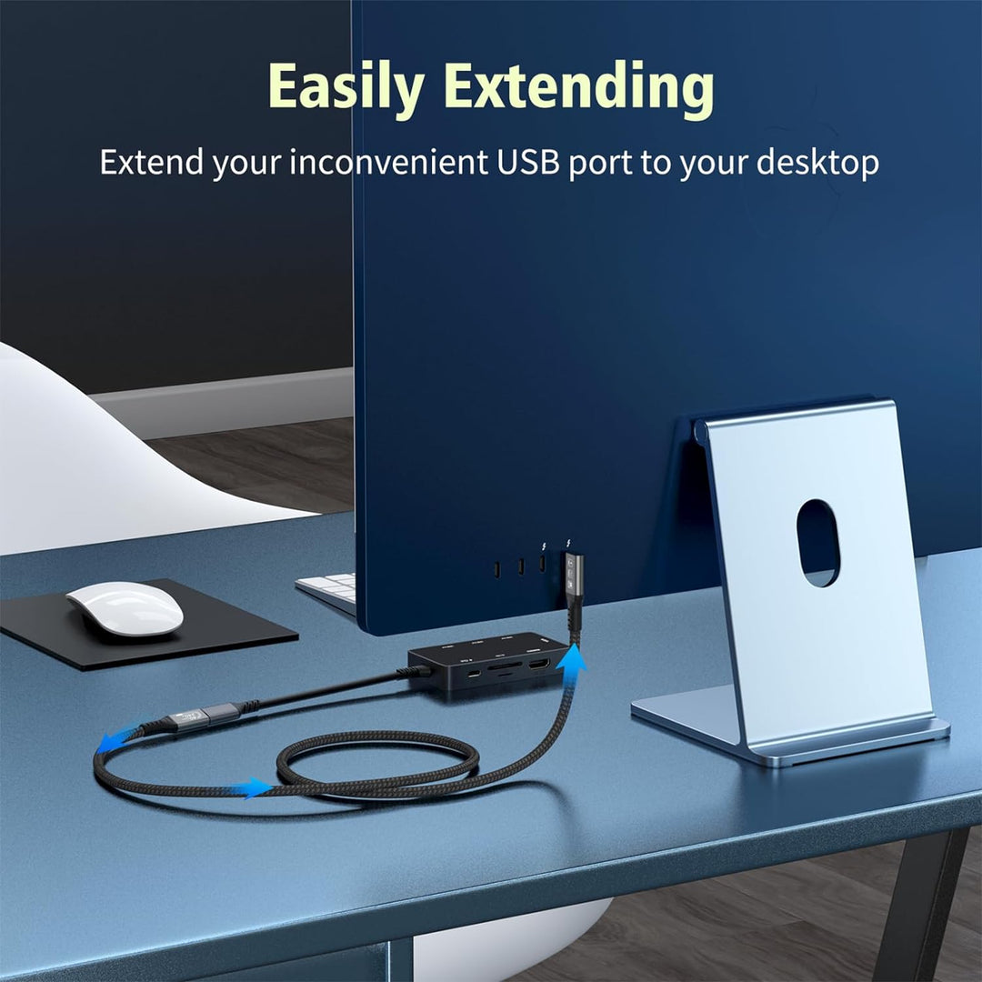 CableDeconn USB4 8K Cable 0.5m M/F 1xBend 1xStraight Compatible with Thunderbolt 4 8K@60Hz 4K@120Hz