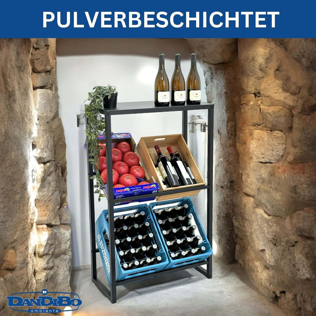 DanDiBo Getränkekistenregal 4 Kisten mit Ablage Schmal Metall Stehend 96547 Getränkekistenhalter 100