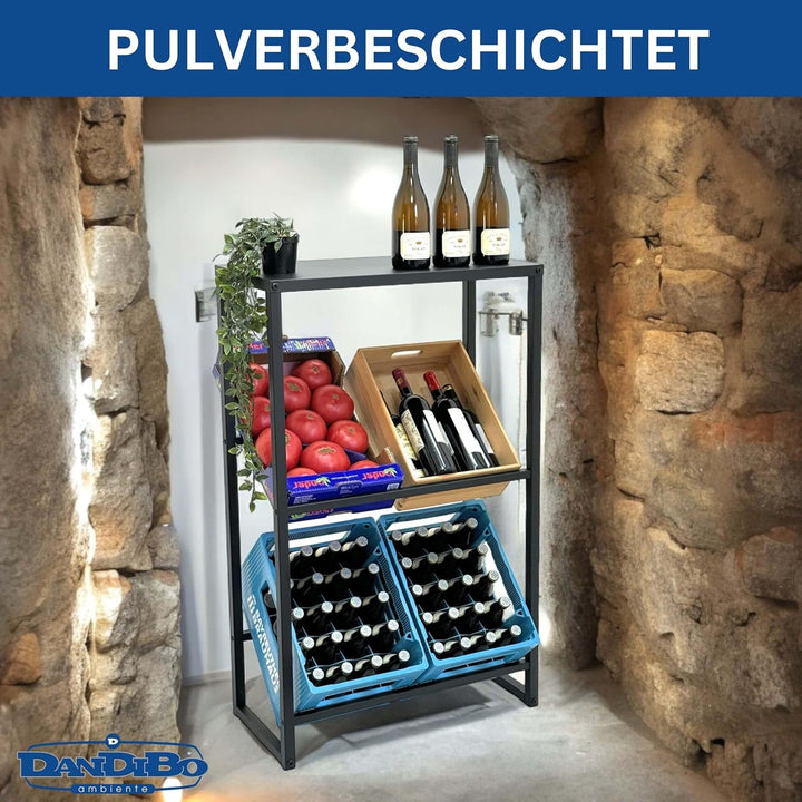 DanDiBo Getränkekistenregal 4 Kisten mit Ablage Schmal Metall Stehend 96547 Getränkekistenhalter 100