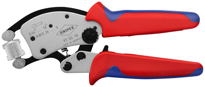 Knipex Twistor®16 Selbsteinstellende Crimpzange für Aderendhülsen mit drehbarem Crimpkopf verchromt,