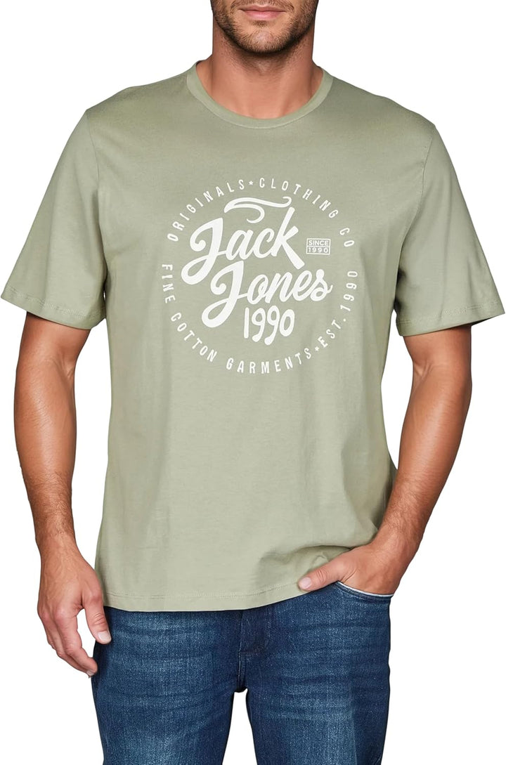 JACK &amp; JONES JJLINO T-Shirt 4er Pack Rundhals Kurzarm Shirt Regular Fit Print Sommer 100% Baumwolle