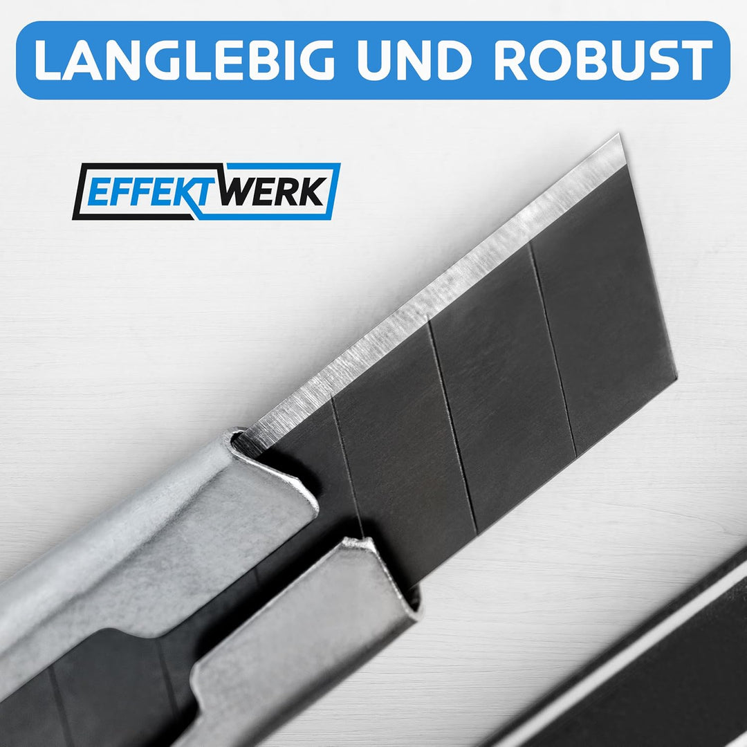 EffektWerk Cuttermesser-Klingen (Schwarz, 360er-Pack), 18-mm-Ersatzklingen für Allzweckmesser, robus