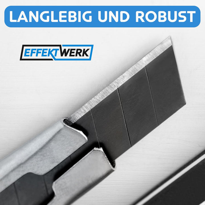 EffektWerk Cuttermesser-Klingen (Schwarz, 360er-Pack), 18-mm-Ersatzklingen für Allzweckmesser, robus