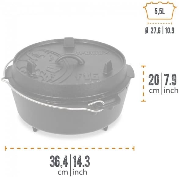 Petromax Feuertopf Starterset ft6 (Dutch Oven) mit Standfüssen Set inkl. Deckelheber + Handschuhe +