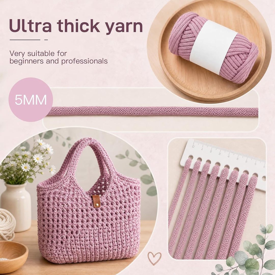 BOUFEIDA Häkelset für Anfänger Häkeltasche, Häkelset Tasche mit Häkelnadel 4,5mm, Anleitung, Ergonom