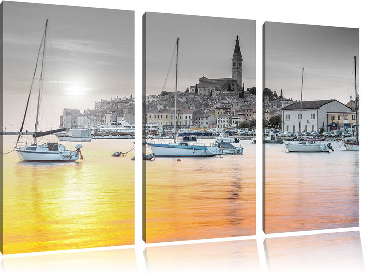 Pixxprint Kroatische Hafenstadt als Leinwandbild/Grösse: 3 Teilig (120x80) cm/Wandbild/Kunstdruck/fe