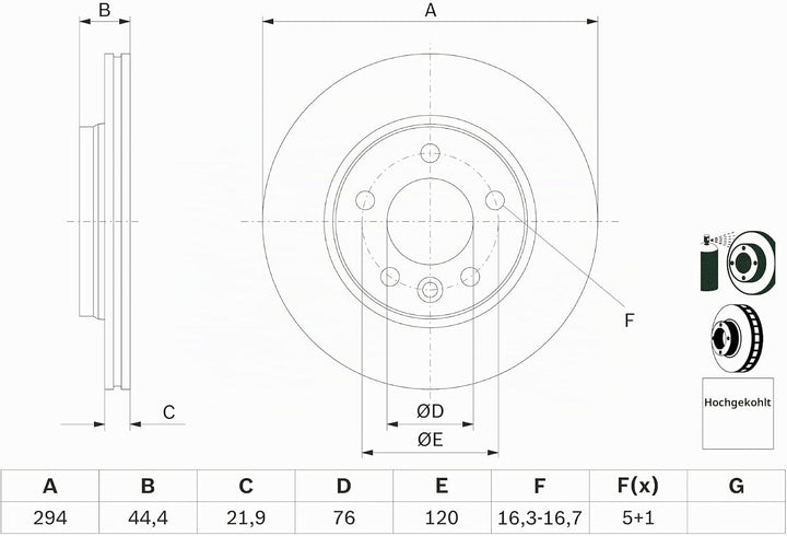 Bosch BD1027 Bremsscheiben - Hinterachse - ECE-R90 Zertifizierung - zwei Bremsscheiben pro Set