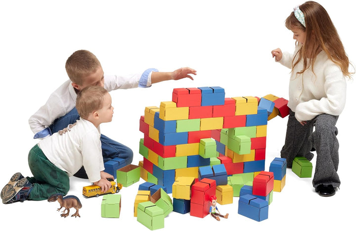 Gigi BLOKS Karton grosse bausteine XL für Kinder - 96 Ineinandergreifende und Stapelbare Bauklötze f