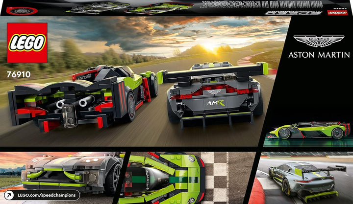 LEGO 76910 Speed Champions Aston Martin Valkyrie AMR Pro & Vantage GT3, Bausatz mit 2 Rennwagen, Mod