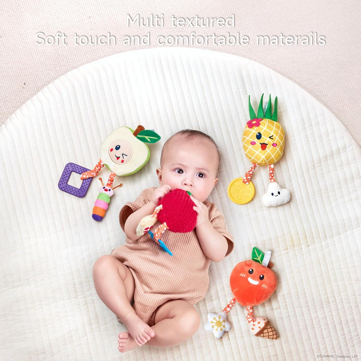 OR OR TU Baby Spielzeug 0 3 6 9 12 Monate Kinderwagenkette with Beissringen Glocke 4Stück Niedliche