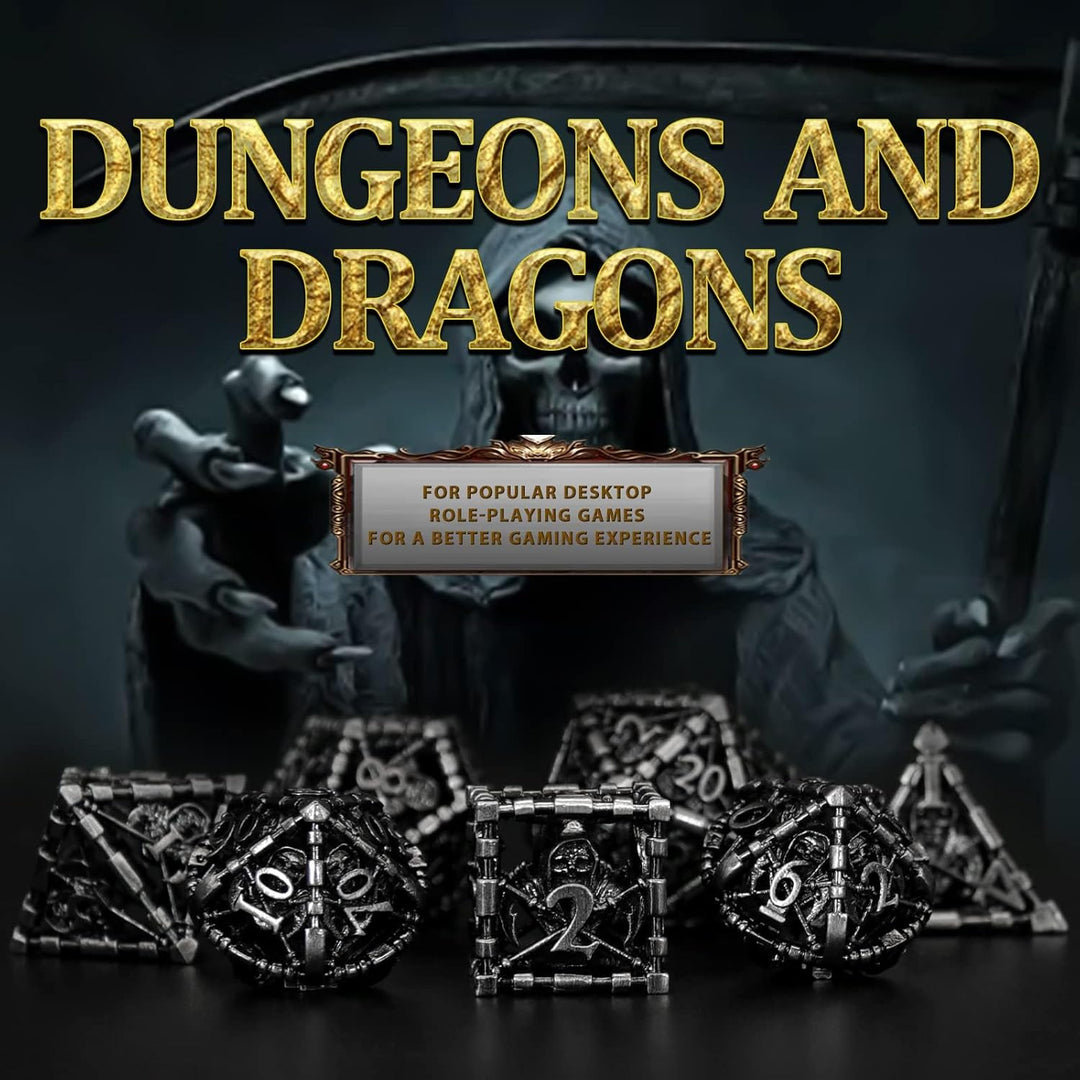 DND WürfelSet Rollenspiel, Polyedrische Dice Set D&amp;D Würfel Set Metall für Brettspiel Dungeons and D