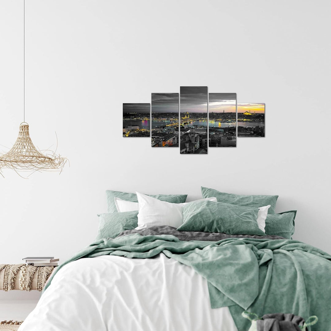 Runa Art Wandbilder Istanbul Türkei 5 Teilig Bild auf Vlies Leinwand Deko Wohnzimmer Schlafzimmer St