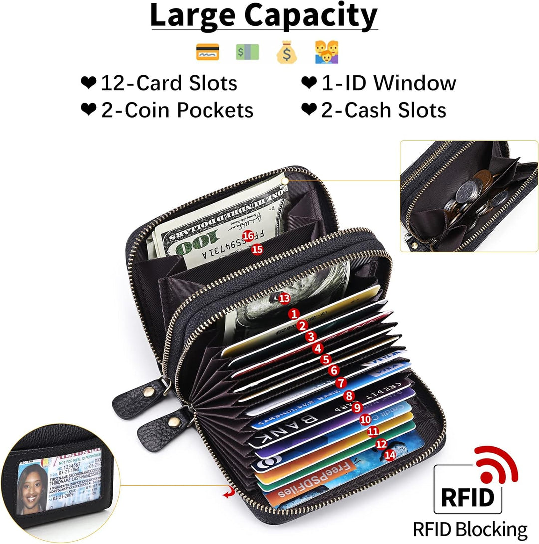 GAEKEAO Damen Geldbörse klein aus Echtes Leder, Geldbeutel für Frauen mit RFID-Schutz, Mini Damen Po