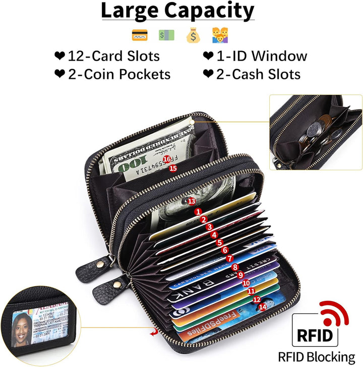 GAEKEAO Damen Geldbörse klein aus Echtes Leder, Geldbeutel für Frauen mit RFID-Schutz, Mini Damen Po