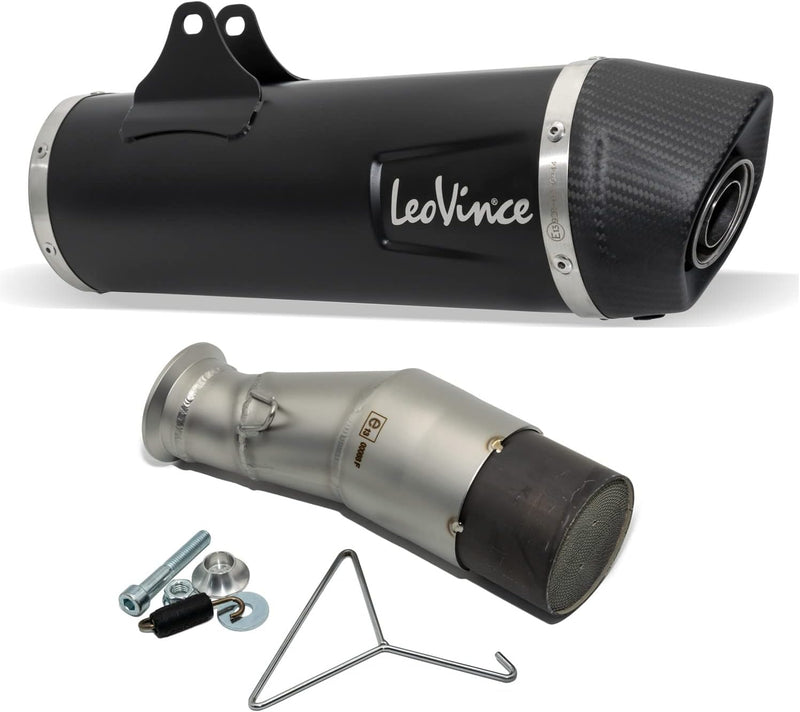 Endschalldämpfer/Auspuffanlage LeoVince SLIP-ON SBK, Edelstahl schwarz, Carbon Kappe, mit Zulassung