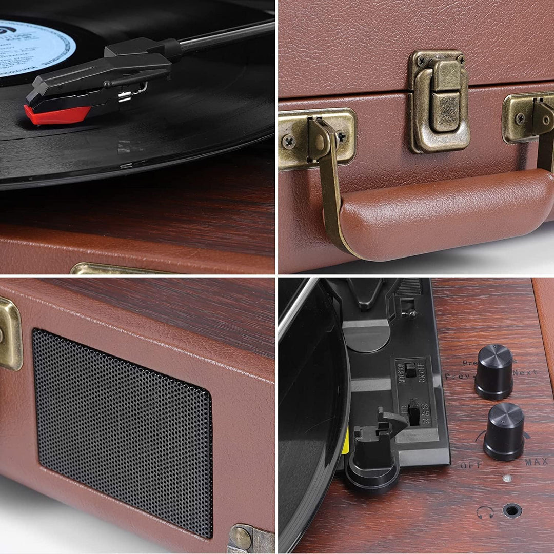 VOKSUN Plattenspieler,Record Player Bluetooth USB Record Player Vinyl Turntable Vinyl to MP3 Functio