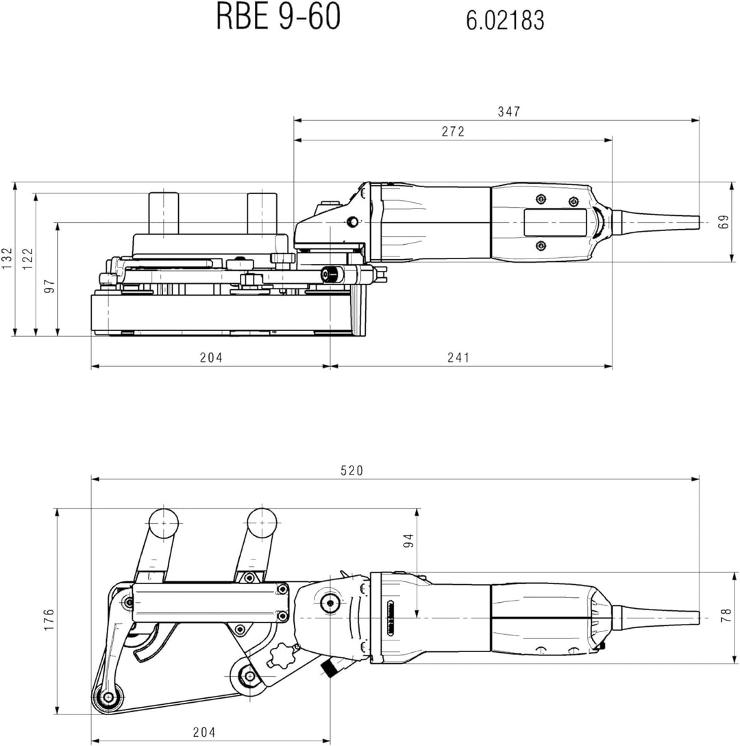 Metabo RBE 9-60 Set Rohrbandschleifer, 602183510, im Stahlblech-Tragkasten,Schwarz