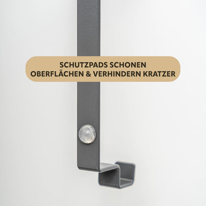 eluno Tür-Hängeregal aus Metall und Bambus, Tür-Handtuchhalter mit 3 Handtuchstangen, 4 praktischen