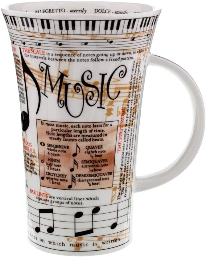 Dunoon Becher Glencoe aus feinem Porzellan, mit Musikmotiv, 500 ml